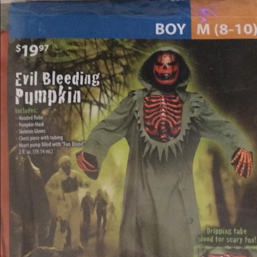 NEW evil bleeding pumpkin costume boys 8-10